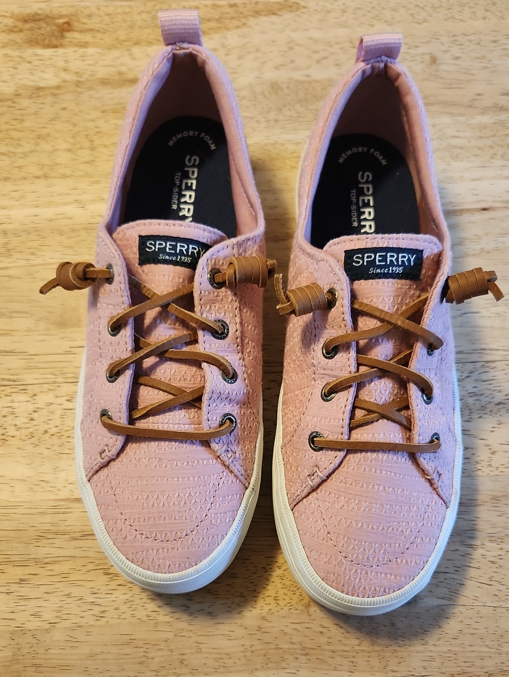 Sperry Pink Women's Casual Lace-Up Sneakers with Tan Leather Laces